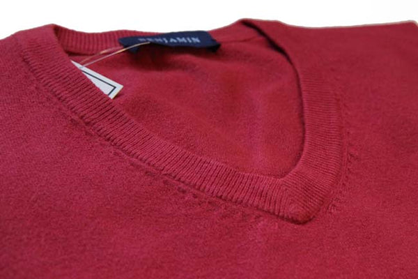 Benjamin Sweater: Red V-Neck