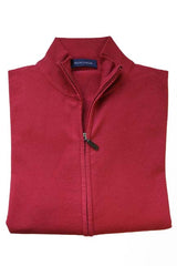 Benjamin Sweater: Red Full Zip, Red full zip cardigan, wool/cashmere/elastane