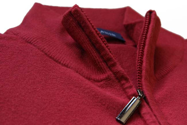 Benjamin Sweater: Red Full Zip, Red full zip cardigan, wool/cashmere/elastane