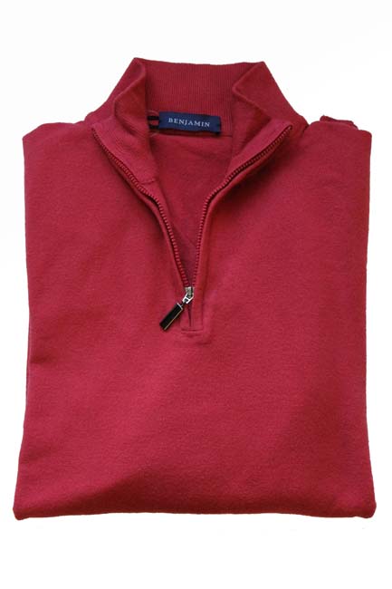 Benjamin Sweater: Red 1/2 Zip