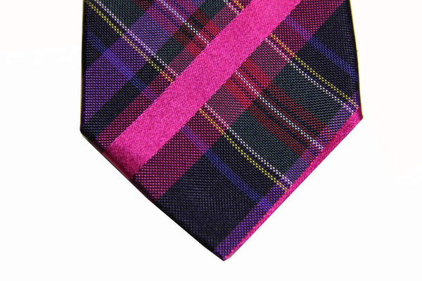 Benjamin Tie, Fuchsia and violet with Stewart plaid, silk