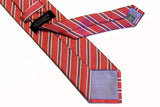 Benjamin Tie, Salmon pink with white/navy stripes,  silk