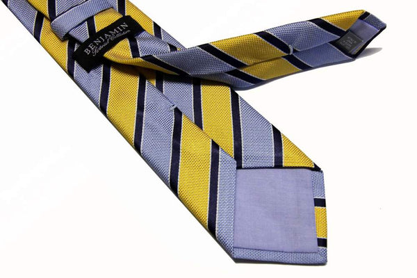 Benjamin Tie, Light blue with yellow/navy stripes, silk