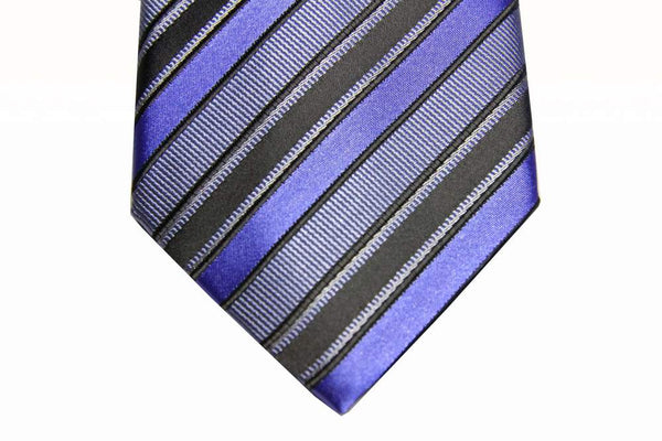 Benjamin Tie, Pale blue with grey stripes, silk