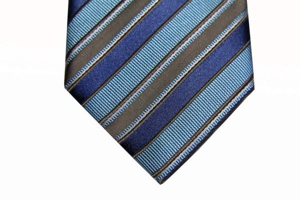 Benjamin Tie, Acqua with blue/grey stripes, silk