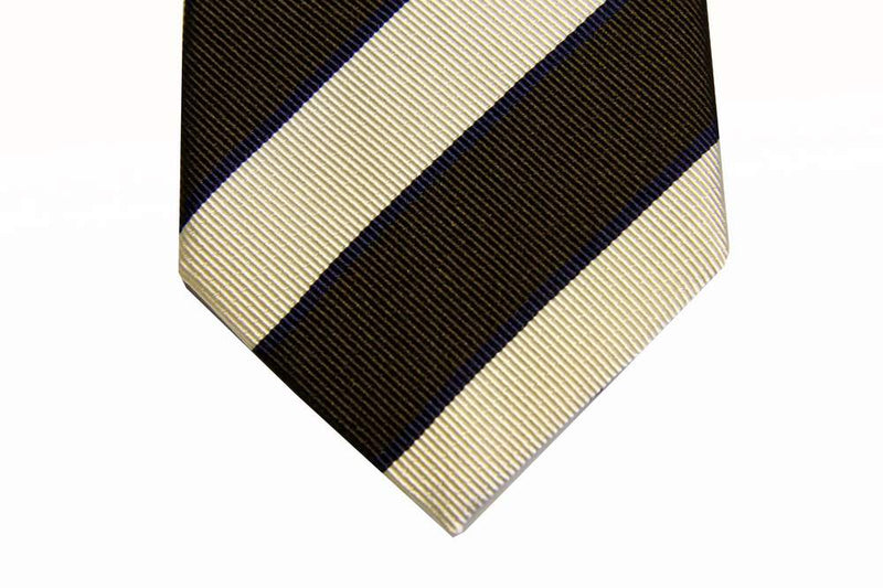Benjamin Tie, Natural and brown with thin navy stripes,  silk