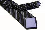 Benjamin Tie, Charcoal brown weave with blue/grey stripes,  silk