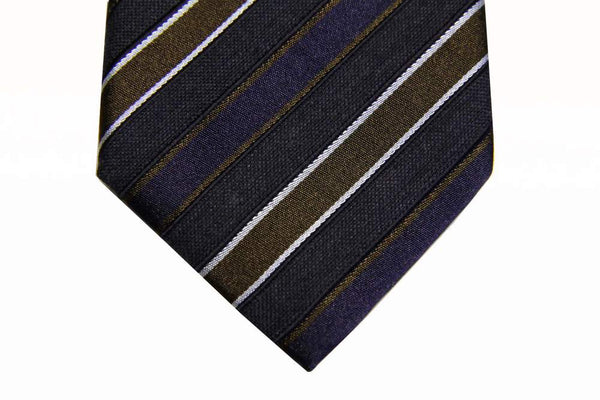 Benjamin Tie, Navy with dark blue/brown stripes,  silk