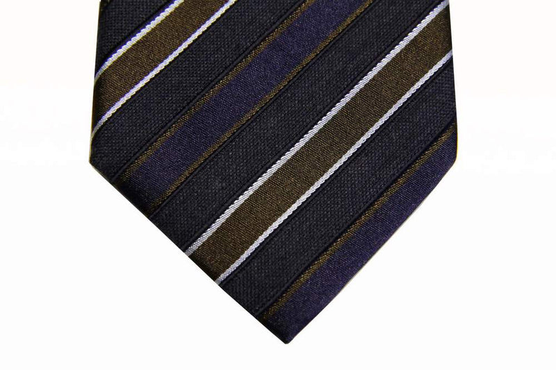 Benjamin Tie, Navy with dark blue/brown stripes,  silk