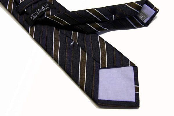 Benjamin Tie, Navy with dark blue/brown stripes,  silk