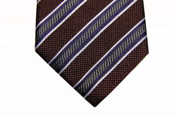 Benjamin Tie, Brown weave with blue/grey stripes,  silk