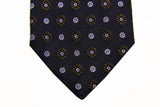 Benjamin Tie, Navy with brown woven pattern,  silk