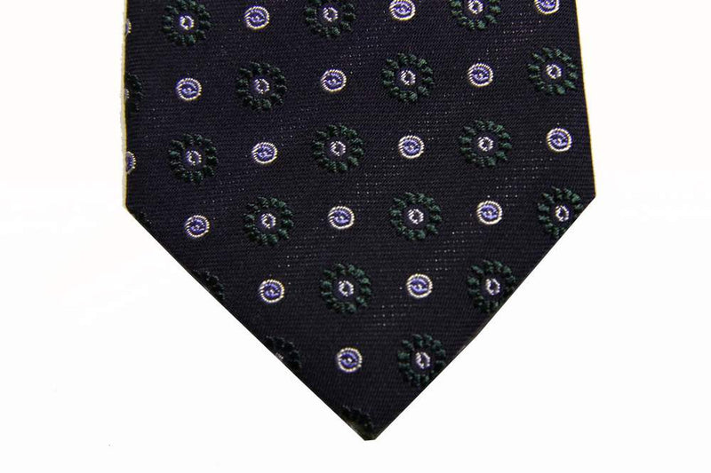 Benjamin Tie, Navy with bottle green woven pattern, silk