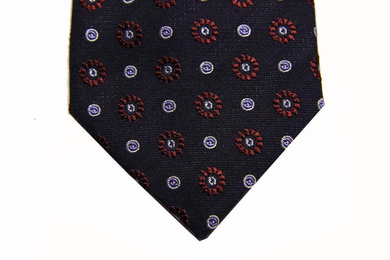 Benjamin Tie, Navy with red woven pattern, silk