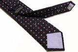 Benjamin Tie, Navy with red woven pattern, silk