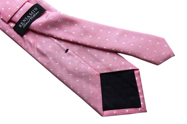 Benjamin Tie, Pink with white polkadots, silk