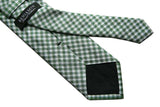 Benjamin Tie, Green & white with light blue plaid, silk