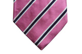 Benjamin Tie, Pink with white/navy stripes,  silk