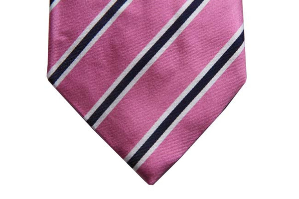 Benjamin Tie, Pink with white/navy stripes,  silk