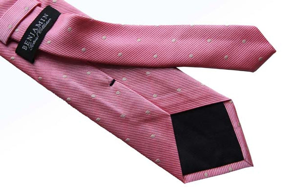 Benjamin Tie, Pink with champagne polkadots, silk