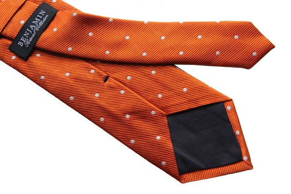 Benjamin Tie, Orange with champagne polkadots, silk