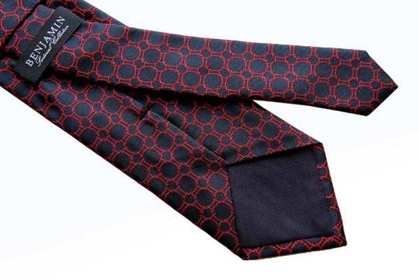 Benjamin Tie, Midnight blue with red links, silk