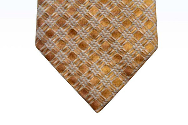 Benjamin Tie, Tangerine with white plaid, silk
