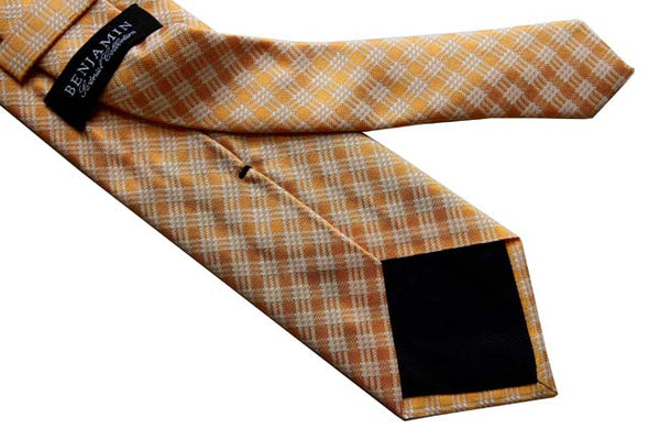 Benjamin Tie, Tangerine with white plaid, silk