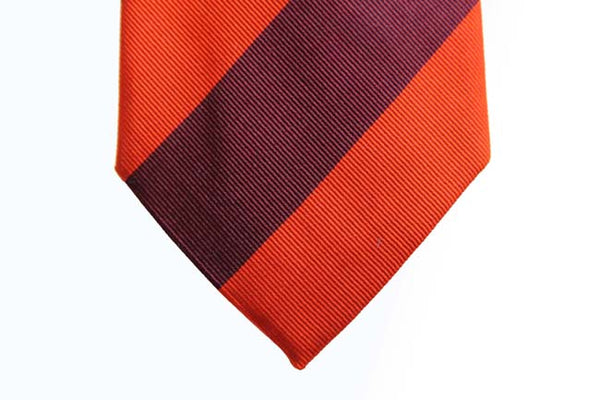 Benjamin Tie, Orange & burgundy stripes, silk