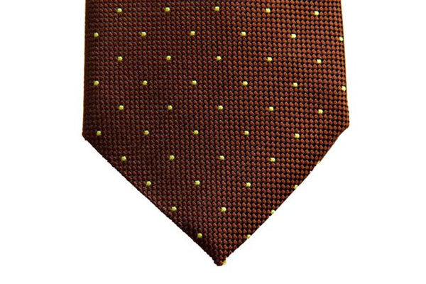 Benjamin Tie, Brown with yellow pindots, silk