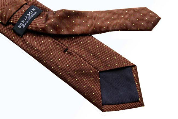 Benjamin Tie, Brown with yellow pindots, silk