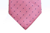 Benjamin Tie, Pink with cobalt pindots, silk