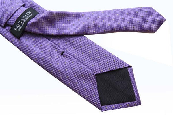Benjamin Tie, Lavender with chartreuse pindots, silk