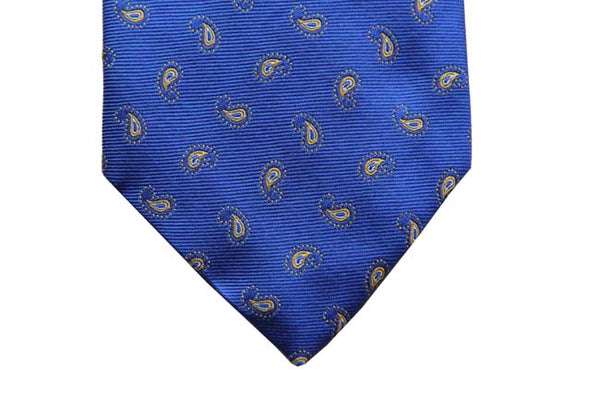 Benjamin Tie, Cobalt with small yellow paisleys, silk