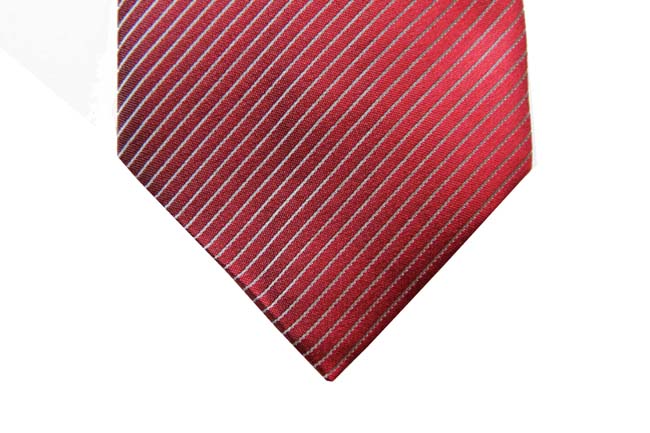 Benjamin Tie, Red with silver stripes, silk