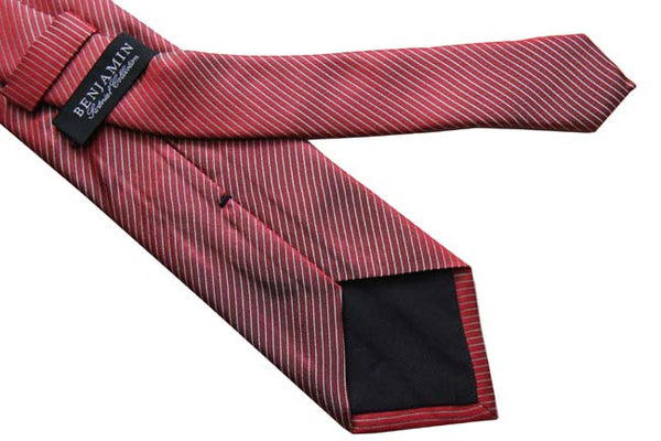 Benjamin Tie, Red with silver stripes, silk