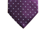 Benjamin Tie, Plum with small sky/white pattern, silk