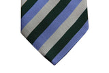 Benjamin Tie, Hunter/periwinkle/bone stripes,  silk