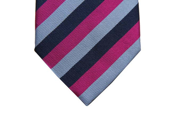 Benjamin Tie, Navy/fuchsia/light blue stripes, silk