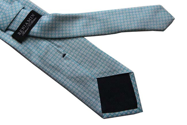 Benjamin Tie, Sky blue with white bullseyes, silk