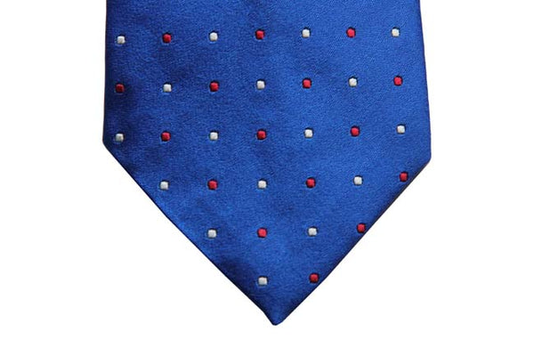 Benjamin Tie, Royal blue with red/white dots, silk