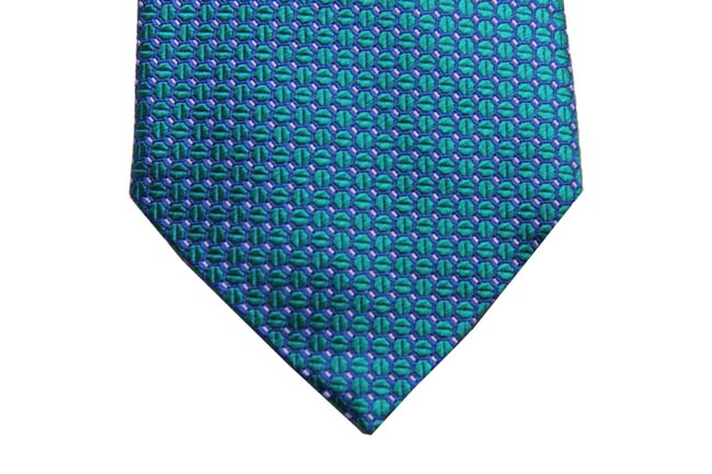 Benjamin Tie, Teal with blue circular weave, silk