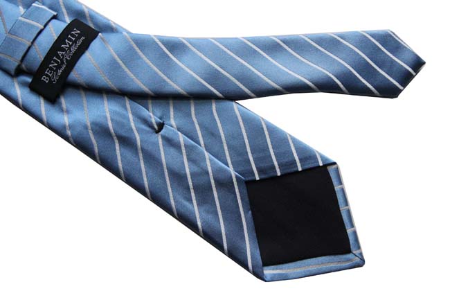 Benjamin Tie, Sky blue with white stripes, silk