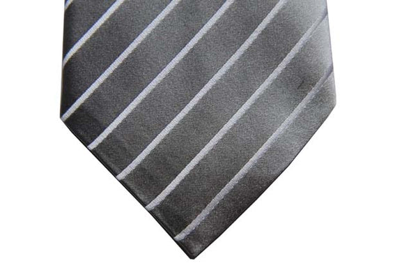 Benjamin Tie, Silver grey with white stripes, silk