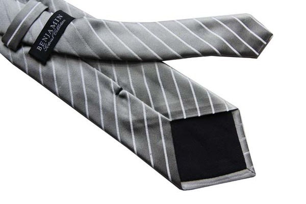 Benjamin Tie, Silver grey with white stripes, silk