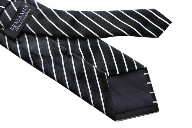 Benjamin Tie, Black with white stripes,  silk