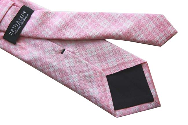 Benjamin Tie, Pink & white plaid, silk