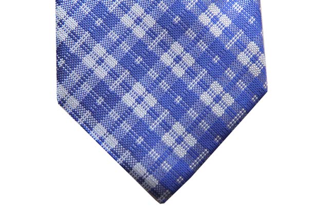 Benjamin Tie, Periwinkle blue & white plaid, silk
