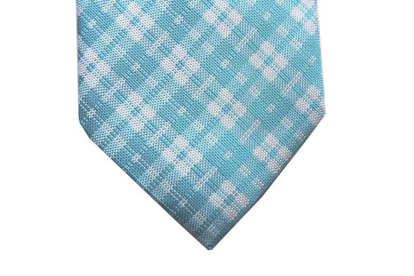 Benjamin Tie, Aqua & white plaid, silk