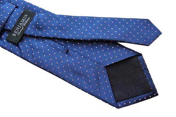 Benjamin Tie, Royal blue with pink polkadots, silk
